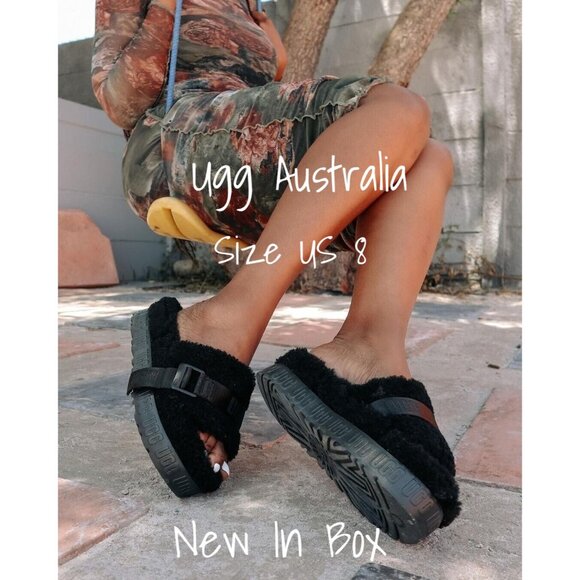UGG Australia Shoes - UGG Fluffita Slide Sandals for Women - Clear Black, Size 8, New in Box